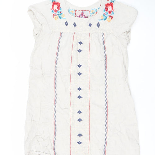 JW Los Angeles Women’s Ivory Embroidered Shift Dress M Boho Sleeveless