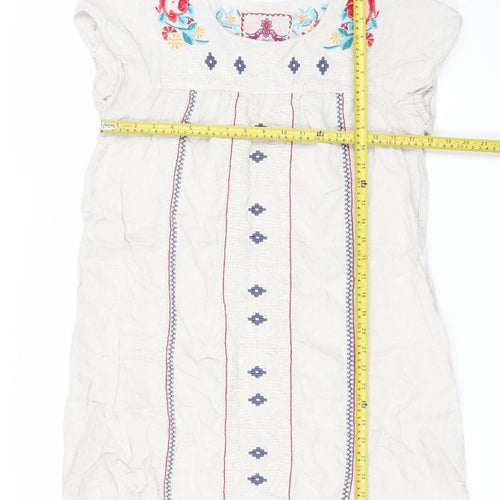 JW Los Angeles Women’s Ivory Embroidered Shift Dress M Boho Sleeveless