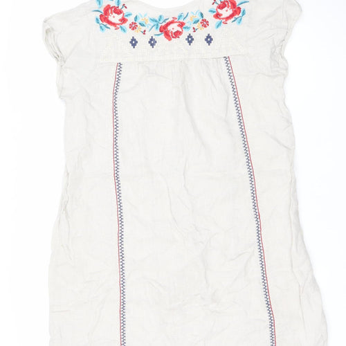 JW Los Angeles Women’s Ivory Embroidered Shift Dress M Boho Sleeveless