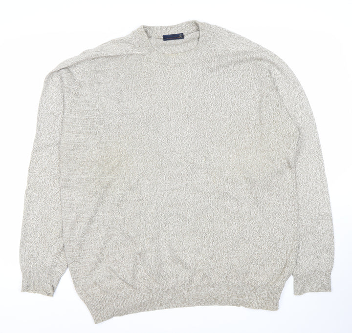Greenwoods Men’s Beige Knit Pullover Jumper L Crew Neck Long Sleeve