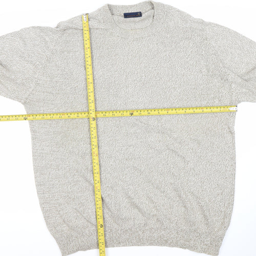 Greenwoods Men’s Beige Knit Pullover Jumper L Crew Neck Long Sleeve