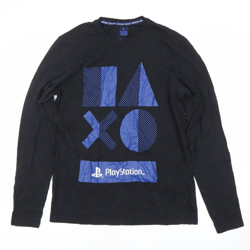 PlayStation Men's Black Long Sleeve Pyjama Top Size S Cotton