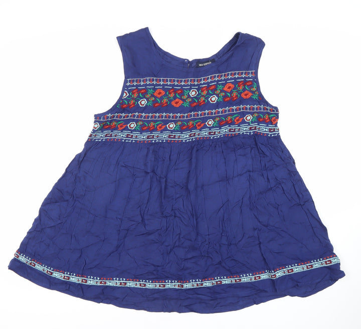 Max Edition Women’s Blue Bohemian Embroidered Tunic Blouse S