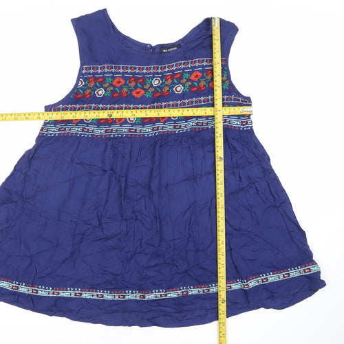 Max Edition Women’s Blue Bohemian Embroidered Tunic Blouse S