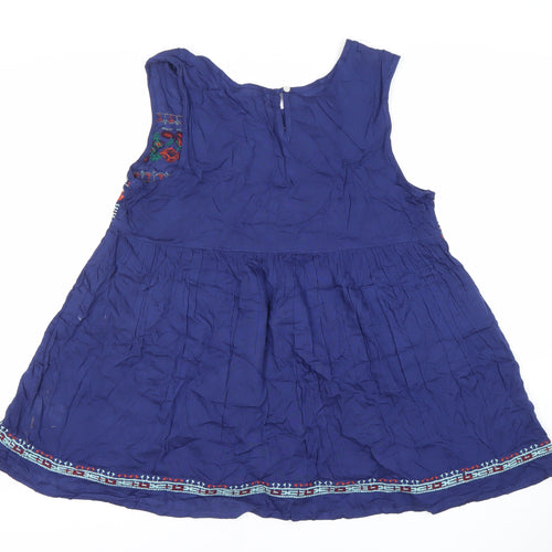 Max Edition Women’s Blue Bohemian Embroidered Tunic Blouse S