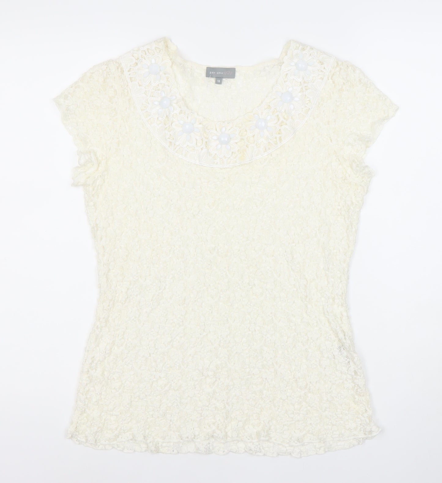 Marks and Spencer Per Una Women’s Ivory Lace Blouse Size 18