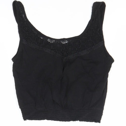 New Look Womens Black Size 10 Camisole Tank Top Crochet Trim
