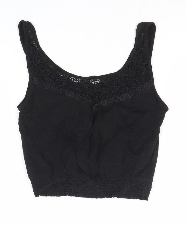 New Look Womens Black Size 10 Camisole Tank Top Crochet Trim