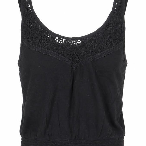 New Look Womens Black Size 10 Camisole Tank Top Crochet Trim