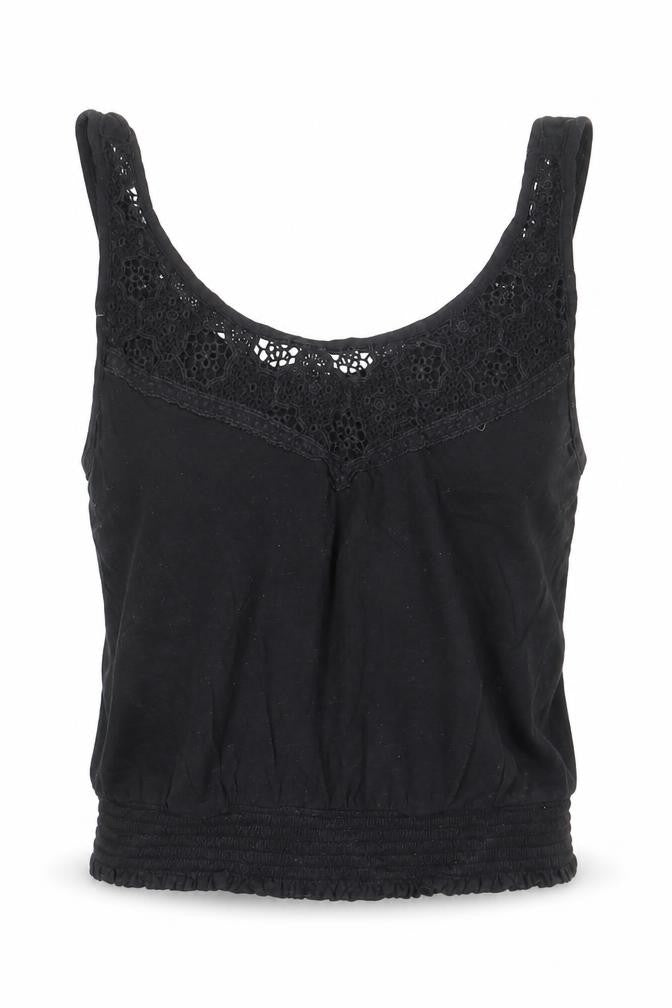 New Look Womens Black Size 10 Camisole Tank Top Crochet Trim