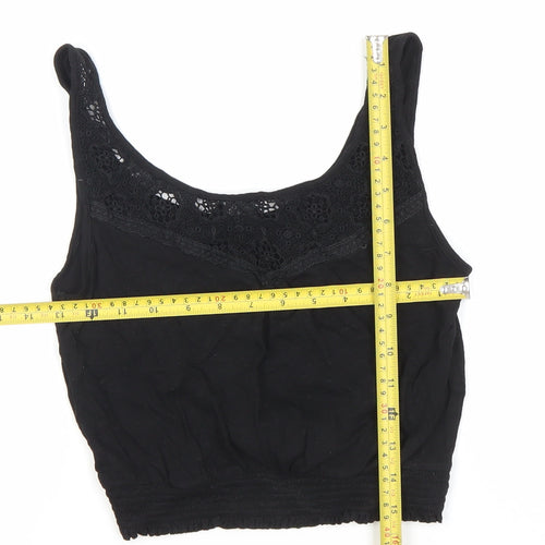 New Look Womens Black Size 10 Camisole Tank Top Crochet Trim