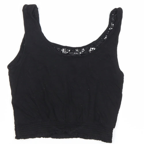 New Look Womens Black Size 10 Camisole Tank Top Crochet Trim