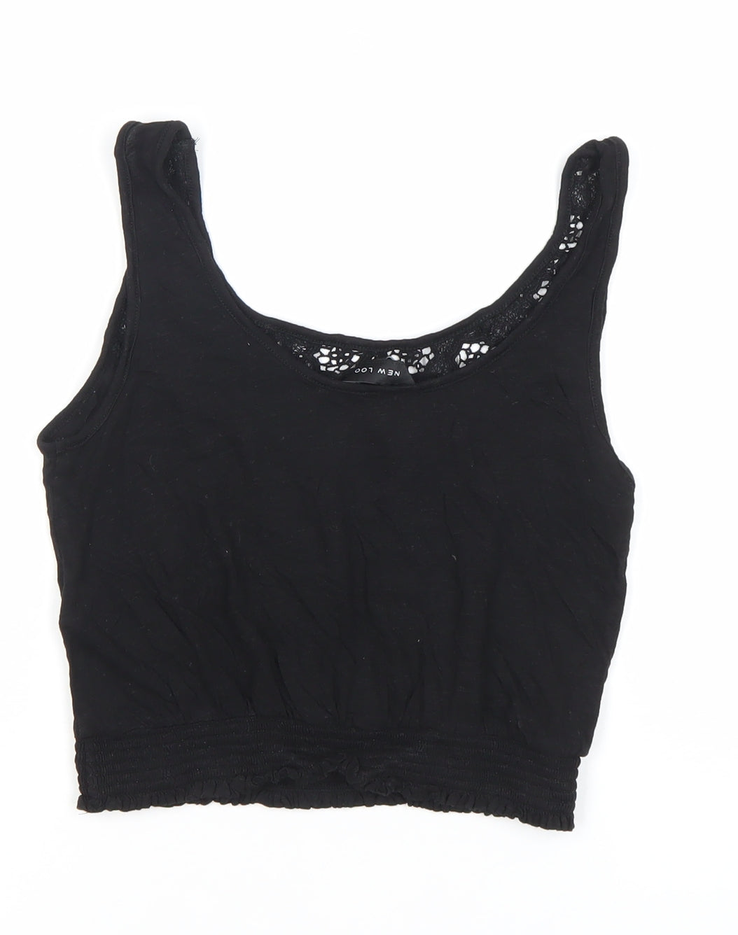 New Look Womens Black Size 10 Camisole Tank Top Crochet Trim