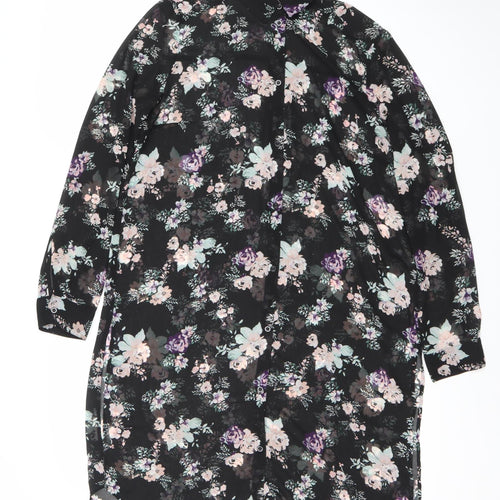 H&M Divided Women’s Black Floral Knee Length Shift Dress Size 8