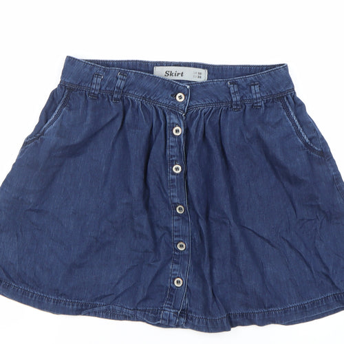 Women’s Blue Denim A-Line Short Skirt UK 10 Casual Pockets
