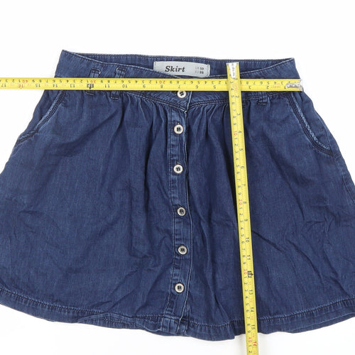 Women’s Blue Denim A-Line Short Skirt UK 10 Casual Pockets
