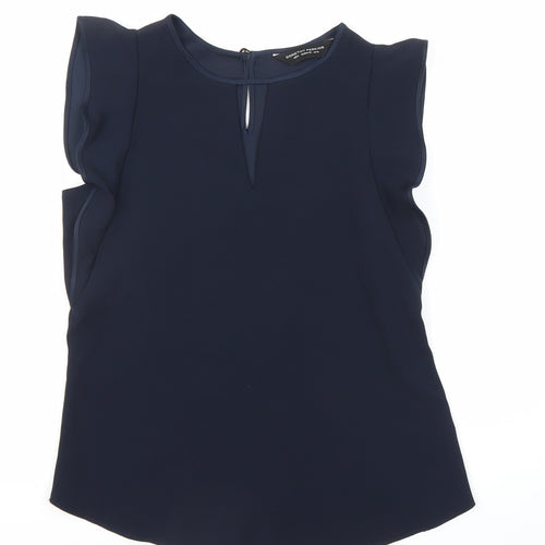 Dorothy Perkins Women’s Blue Size 8 Sleeveless Ruffle Blouse