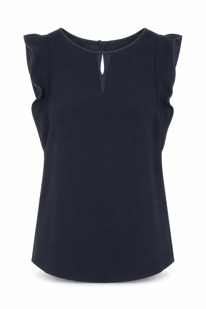 Dorothy Perkins Women’s Blue Size 8 Sleeveless Ruffle Blouse