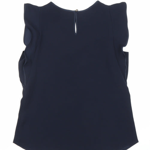 Dorothy Perkins Women’s Blue Size 8 Sleeveless Ruffle Blouse