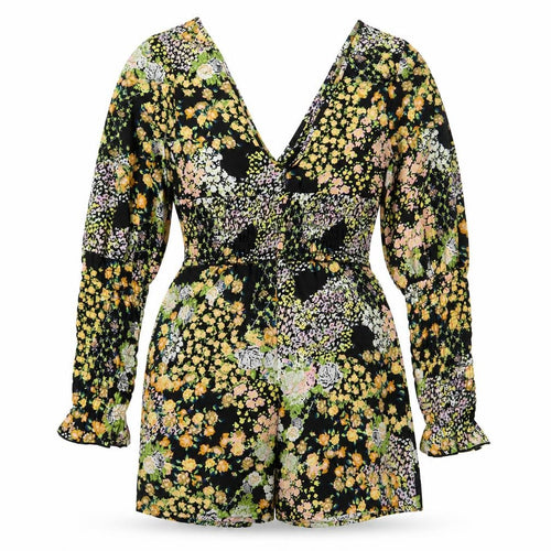 ASOS Womens Multicoloured Floral V-Neck Long Sleeve Playsuit Size 8