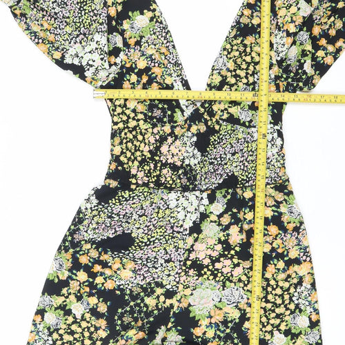 ASOS Womens Multicoloured Floral V-Neck Long Sleeve Playsuit Size 8