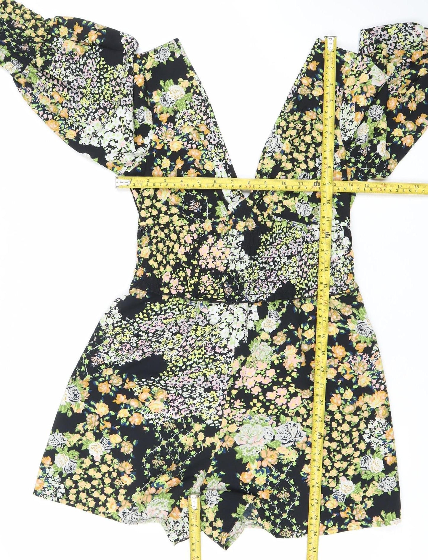 ASOS Womens Multicoloured Floral V-Neck Long Sleeve Playsuit Size 8