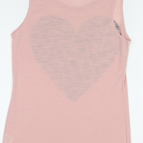 River Island Womens Pink Size 8 Sleeveless Sequin Heart Tank Top