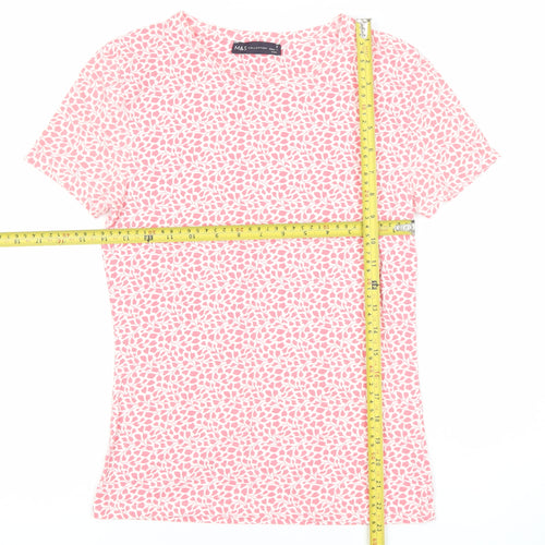 Marks and Spencer Womens Pink Floral T-Shirt Size 8 Short Sleeve
