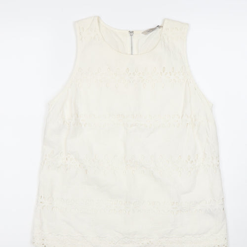 Marks and Spencer Womens Ivory Cotton Lace Tunic Blouse UK 10