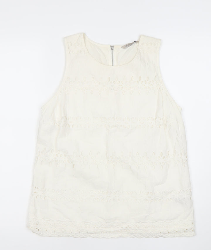 Marks and Spencer Womens Ivory Cotton Lace Tunic Blouse UK 10