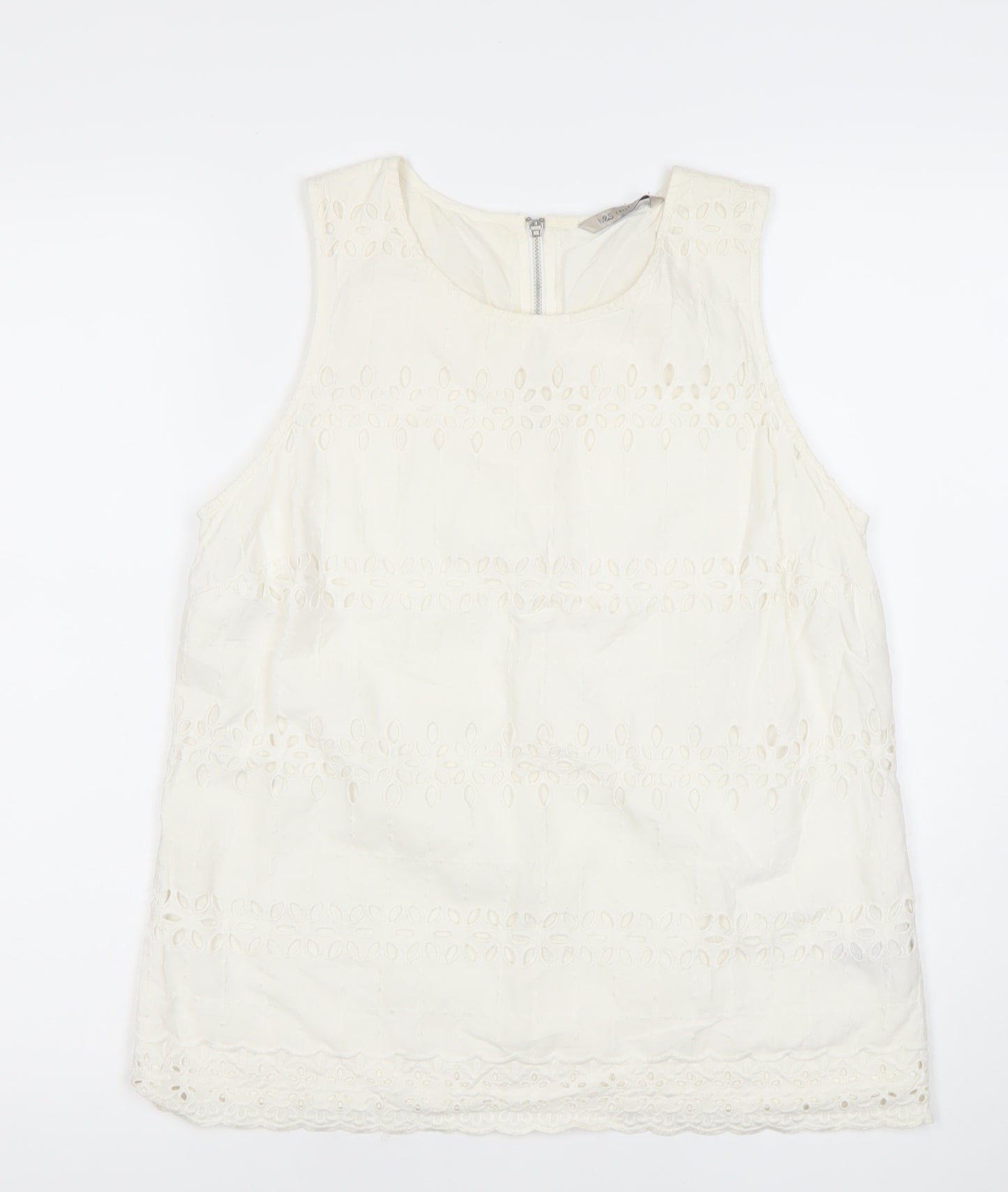 Marks and Spencer Womens Ivory Cotton Lace Tunic Blouse UK 10