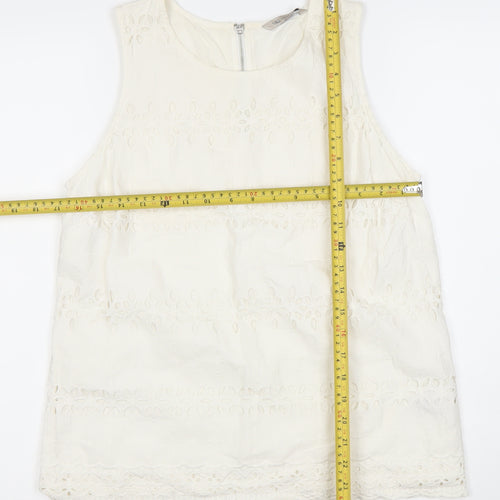 Marks and Spencer Womens Ivory Cotton Lace Tunic Blouse UK 10