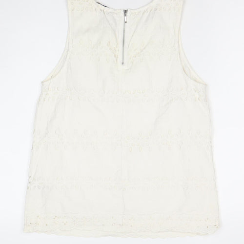 Marks and Spencer Womens Ivory Cotton Lace Tunic Blouse UK 10
