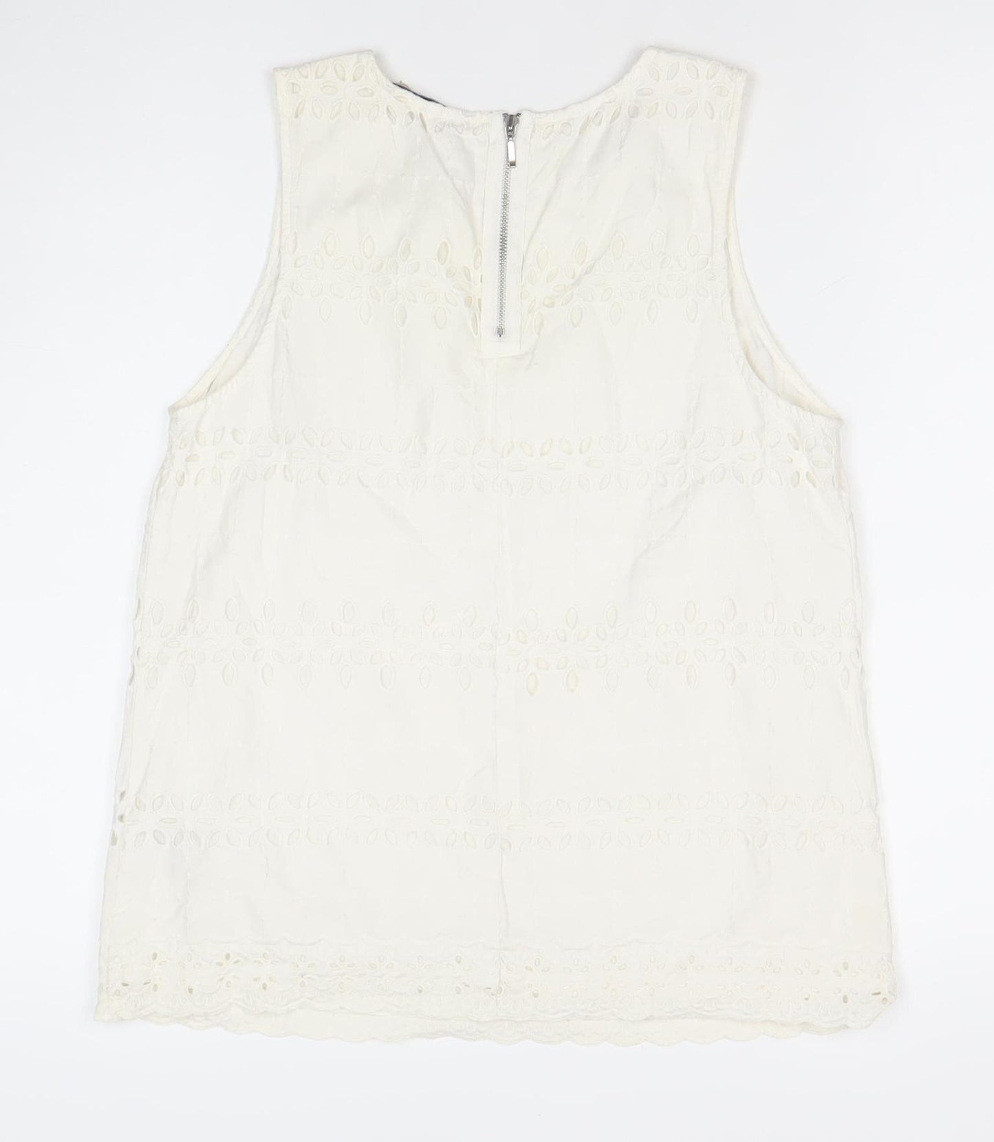 Marks and Spencer Womens Ivory Cotton Lace Tunic Blouse UK 10