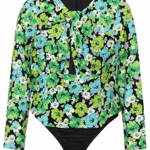 Zara Women’s Multicoloured Floral Bodysuit Size 16 Viscose Long Sleeve