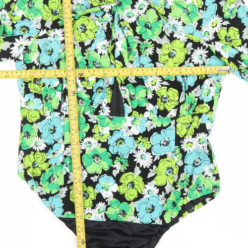 Zara Women’s Multicoloured Floral Bodysuit Size 16 Viscose Long Sleeve