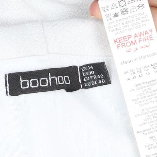 Boohoo Women’s White & Navy Bodycon Off Shoulder Dress Size 14