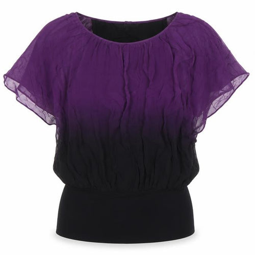 Coast Women’s Purple Black Silk Chiffon Tunic Blouse Size 8