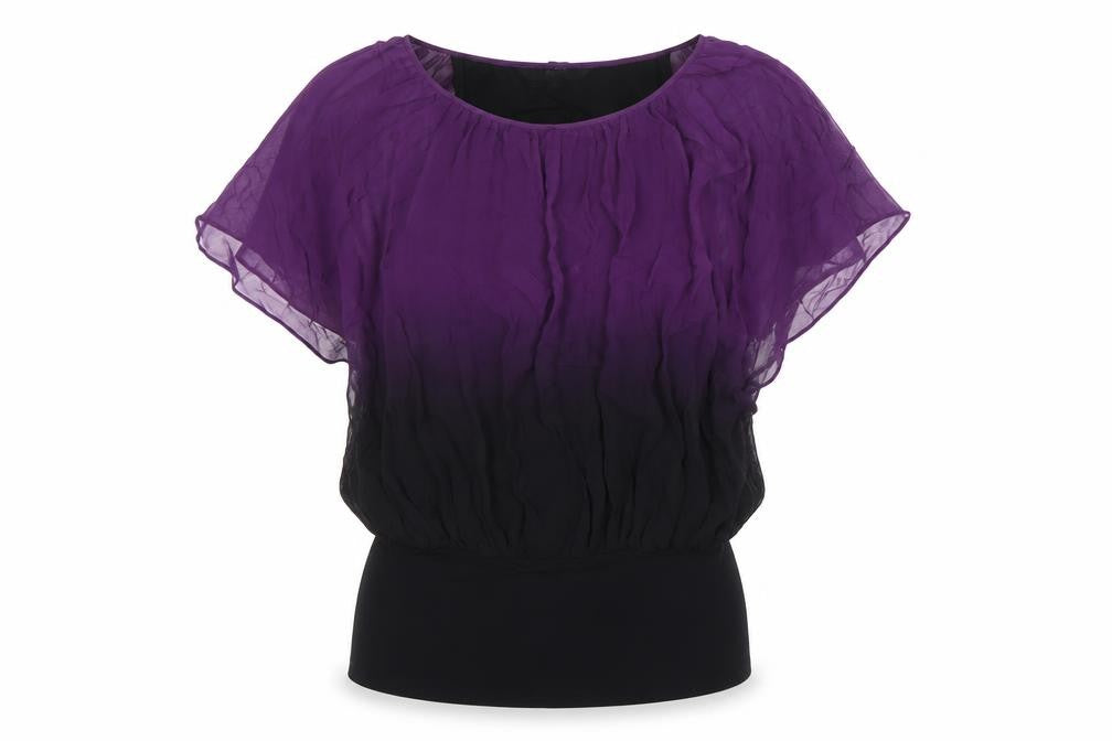 Coast Women’s Purple Black Silk Chiffon Tunic Blouse Size 8