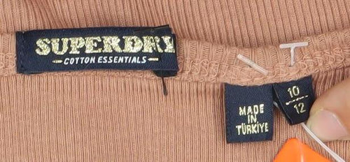 Superdry Womens Brown Lace Trim Tank Top Size 12 Slim Fit Camisole