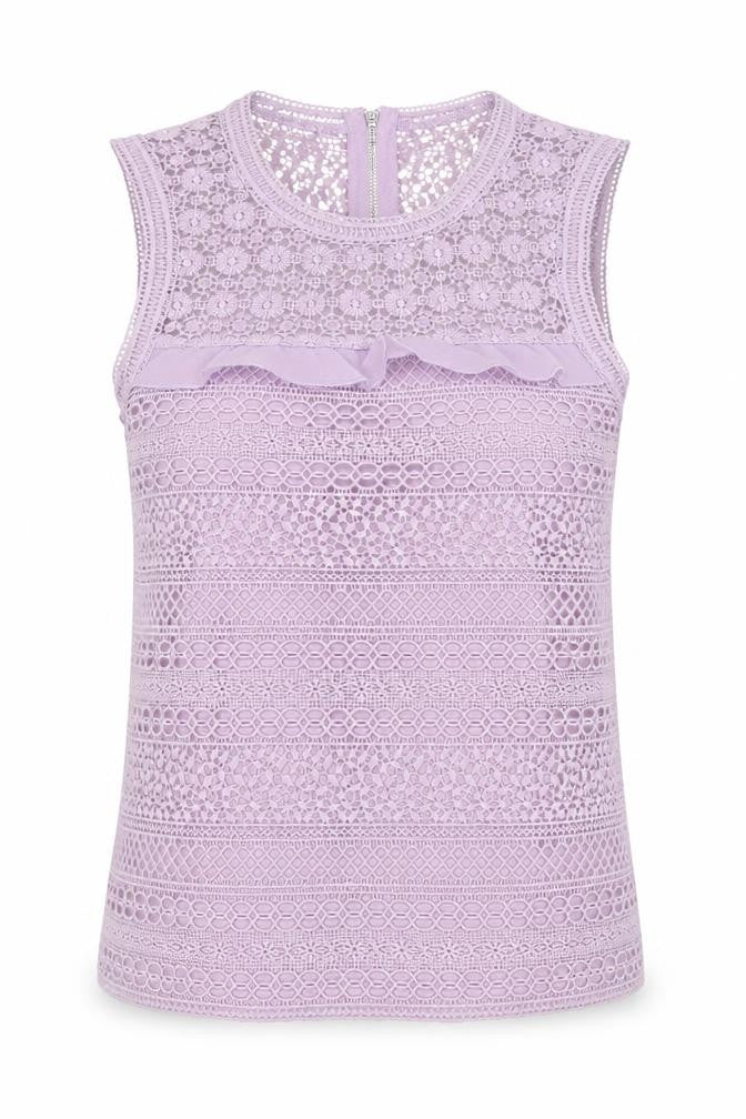 New Look Womens Purple Lace Blouse Size 8 Sleeveless Zip Back