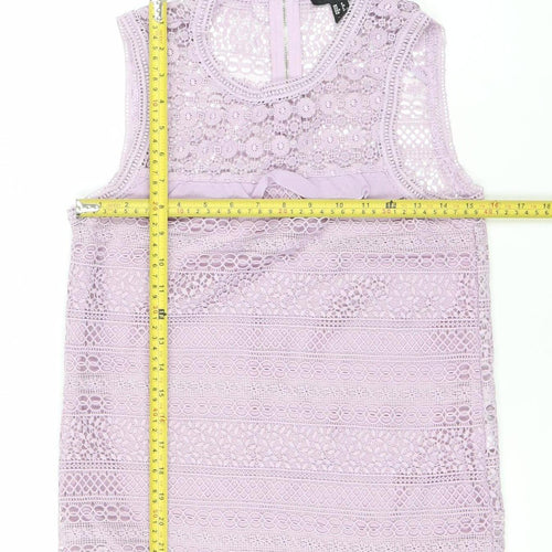 New Look Womens Purple Lace Blouse Size 8 Sleeveless Zip Back