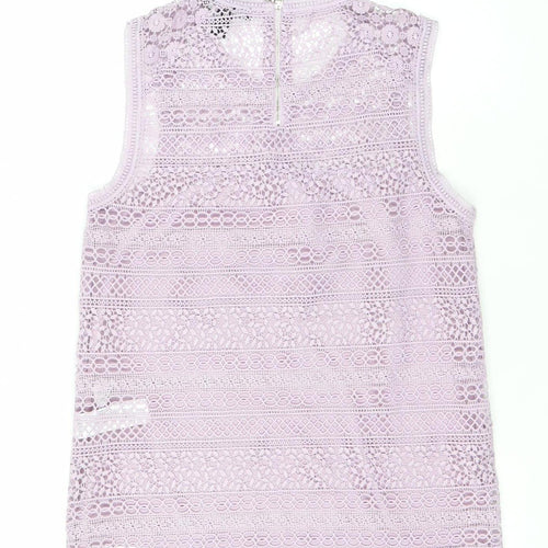 New Look Womens Purple Lace Blouse Size 8 Sleeveless Zip Back