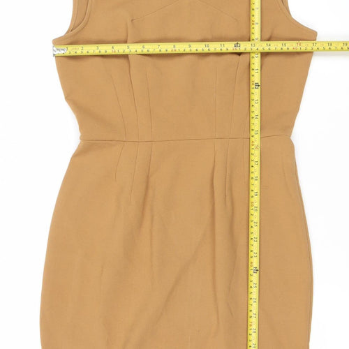 Closet Womens Brown Black Sheath Dress Size 12 Sleeveless Knee Length