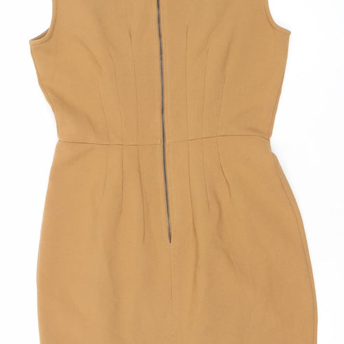 Closet Womens Brown Black Sheath Dress Size 12 Sleeveless Knee Length