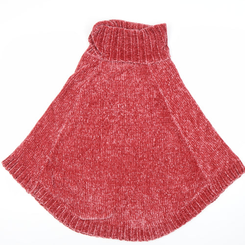 Next Girls Red Cape Jumper 9-10 Years Polyester Knit Roll Neck Winter