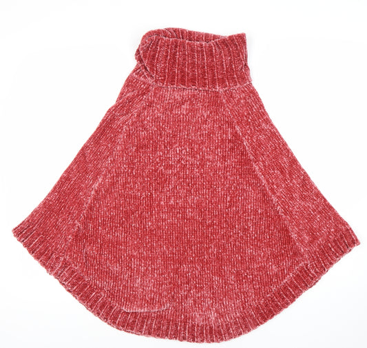 Next Girls Red Cape Jumper 9-10 Years Polyester Knit Roll Neck Winter