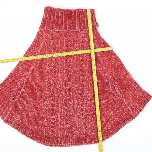 Next Girls Red Cape Jumper 9-10 Years Polyester Knit Roll Neck Winter