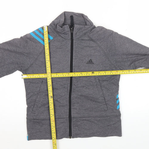 Adidas Womens Grey Track Jacket Size 10 Slim Fit Lightweight Sportswear