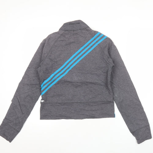 Adidas Womens Grey Track Jacket Size 10 Slim Fit Lightweight Sportswear
